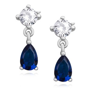 Cercei argint cu pietre albastre DiAmanti Z1096ER_BL-DIA (Argint 925‰ 1,5 g.)